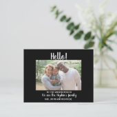 Carte Postale Bonjour,Editable Nous sommes Nouveau dans le quart (Debout devant)