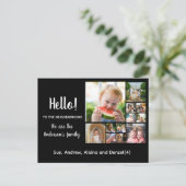 Carte Postale Bonjour, Editable Nous sommes nouveaux dans le pho (Debout devant)