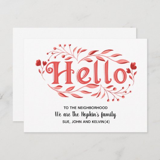 Carte Postale Bonjour, Editable Nous sommes nouveaux dans le Po (Devant / Derrière)