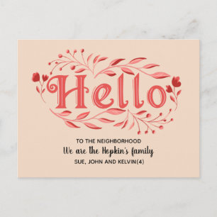 Carte Postale Bonjour, Editable Nous sommes nouveaux dans le Po