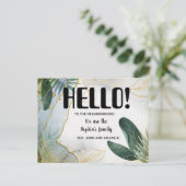 Carte Postale Bonjour, Editable Nous sommes nouveaux dans le qua (Debout devant)