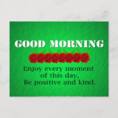 Carte Postale Bonjour Fleurs rouges Citation de positivité (Devant)