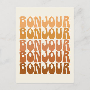 Carte Postale Bonjour Français Bonjour en Typographie Super Br