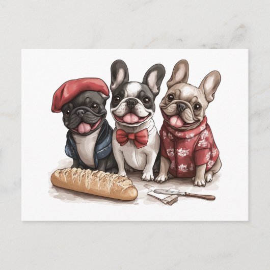 Carte Postale Bonjour French Bulldogs (Devant)