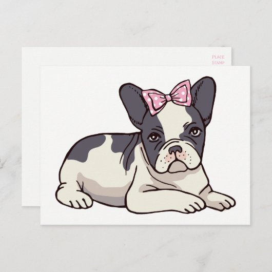 Carte Postale Bonjour Frenchie Chien Chien Chien Français Amour (Devant / Derrière)