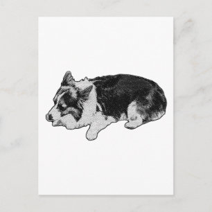 Carte Postale bonjour grain de neige, corgi
