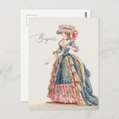 Carte Postale Bonjour Hello Ami Marie Antoinette Salutation (Devant / Derrière)