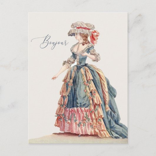 Carte Postale Bonjour Hello Ami Marie Antoinette Salutation (Devant)