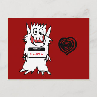 Carte Postale Bonjour, j'aime le monstre d'U
