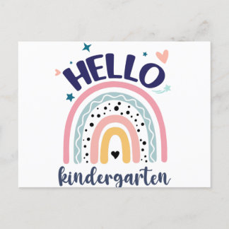 Carte Postale Bonjour jardin d'enfants Retro Arc-en-ciel pour en