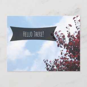 Carte Postale "Bonjour" Joli Ciel Bleu Feuilles Rouges