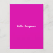 Carte Postale Bonjour magnifique Neon | Rose Girly moderne Lumin (Devant)