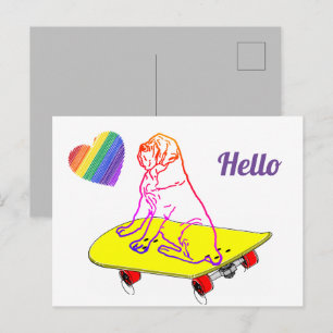 Carte Postale Bonjour Mastiff Dogge anglais en vacances