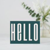 Carte Postale Bonjour moderne | Vert foncé Gras Simple Minimalis (Debout devant)