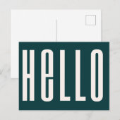 Carte Postale Bonjour moderne | Vert foncé Gras Simple Minimalis (Devant / Derrière)