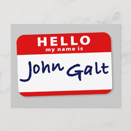 Carte Postale Bonjour Mon nom est John Galt (Devant)