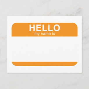 Carte Postale Bonjour Mon Nom Est - Orange