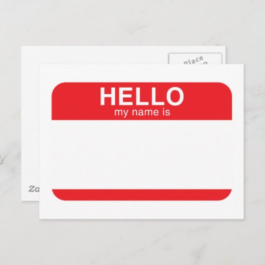 Carte Postale Bonjour Mon Nom Est - Rouge (Devant / Derrière)