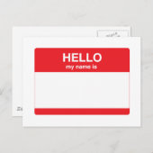 Carte Postale Bonjour, mon nom est (votre texte) (Devant / Derrière)