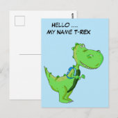 Carte Postale Bonjour mon nom TRex (Devant / Derrière)