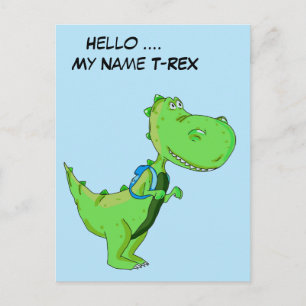 Carte Postale Bonjour mon nom TRex
