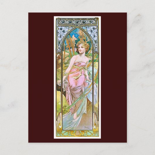 Carte Postale Bonjour, Mucha (Devant)