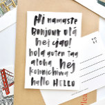 Carte Postale Bonjour Multilingue World International Langue<br><div class="desc">Dites bonjour en différentes langues avec cette carte postale multilingue avec lettrage à la main aquarelle.</div>
