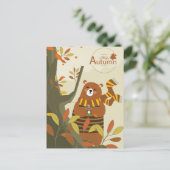 Carte Postale Bonjour Ours d'automne (Debout devant)