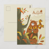 Carte Postale Bonjour Ours d'automne (Devant / Derrière)