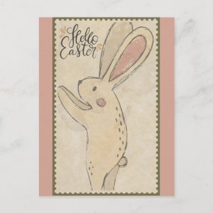 Carte Postale Bonjour Pâques mignonne Lapin Lapin