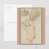 Carte Postale Bonjour Pâques mignonne Lapin Lapin (Devant / Derrière)