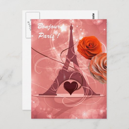 Carte Postale Bonjour Paris ! (Devant / Derrière)