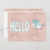 Carte Postale Bonjour penser à vous mignon oiseau (Devant / Derrière)