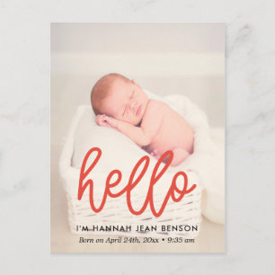Carte Postale Bonjour - Photo d'annonce de naissance mignonne