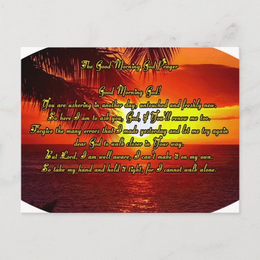 Carte Postale Bonjour, prière de Dieu (Devant)