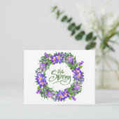Carte Postale Bonjour printemps Belle Couronne florale (Debout devant)