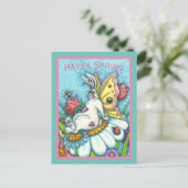 CARTE POSTALE BONJOUR PRINTEMPS FLUTTERBUN RABBIT, FUNNY BUNNY F (Debout devant)
