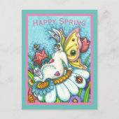 CARTE POSTALE BONJOUR PRINTEMPS FLUTTERBUN RABBIT, FUNNY BUNNY F (Devant)