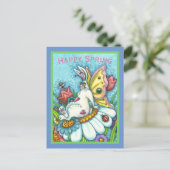 CARTE POSTALE BONJOUR PRINTEMPS FLUTTERBUN RABBIT, FUNNY BUNNY F (Debout devant)