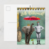 Carte Postale Bonjour Retraite Vieil Homme Fort  (Devant / Derrière)