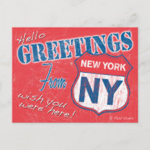 "Bonjour, salutations de New York", NY Retro