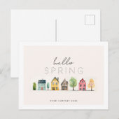 Carte Postale Bonjour Spring Watercolor Maisons Immobilier (Devant / Derrière)