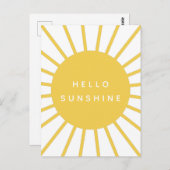 Carte Postale Bonjour Sunshine | Sun Modern Scandi Mustard Jaune (Devant / Derrière)