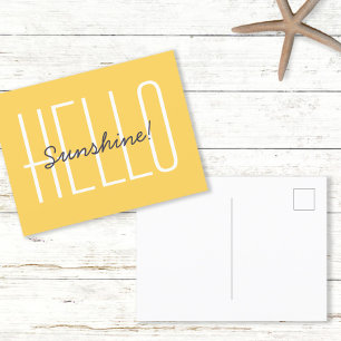 Carte Postale Bonjour Sunshine Yellow Typography Citation
