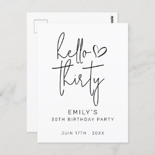Carte Postale Bonjour Trente Anniversaire Minimal Noir Blanc Mod