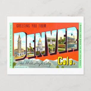 Carte Postale Bonjour vintage de Denver, Colorado,
