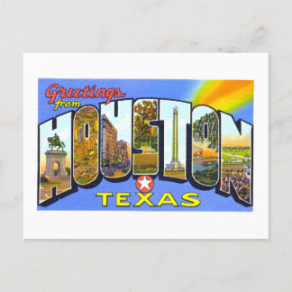 Carte Postale Bonjour vintage de Houston, Texas,