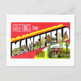 Carte Postale Bonjour vintage de Mansfield, Ohio,