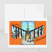 Carte Postale Bonjour vintage de Milwaukee, Wisconsin, (Devant / Derrière)