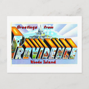 Carte Postale Bonjour vintage de Providence, Rhode Island,